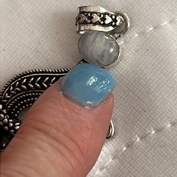 #146 Zebra Jasper Black Onyx & Rainbow Moonstone Handcrafted Pendant NWOT - Picture 12 of 13